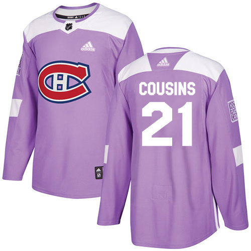 Cheap Adidas Montreal Canadiens 21 Nick Cousins Purple Authentic Fights Cancer Stitched Youth NHL Jersey